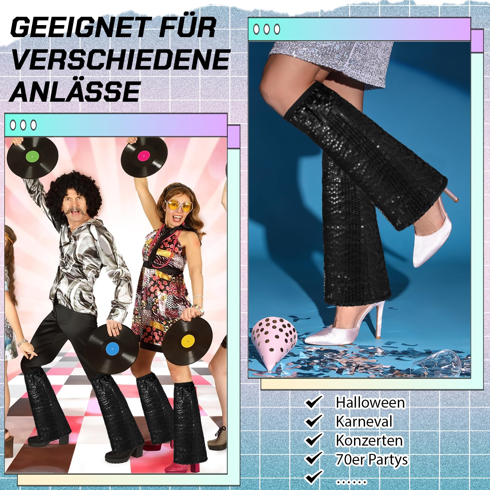 1 Paar Abba Kostüm Damen,Glitzer Kostüm,Abba Outfit Disco 70s