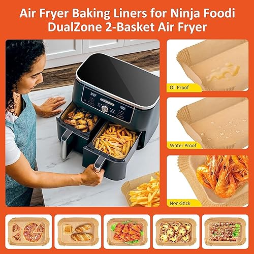Miniatura 7 de 100 forros para freidora de aire para Ninja DZ550, Vortex de 6 cuartos de galón, Cuisinart TOA-60 de 8.5 x 5.5 pulgadas, papel pergamino de grado
