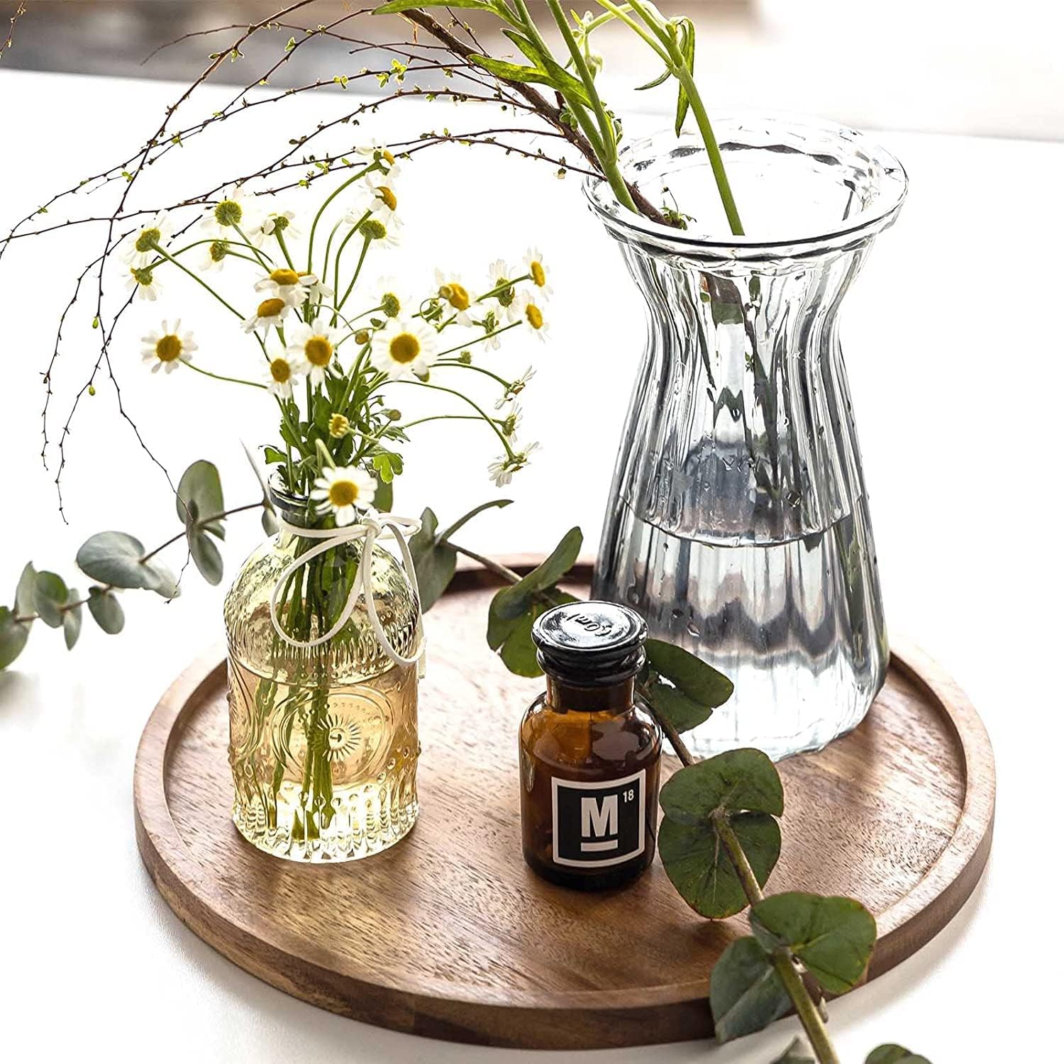 ETHOWEDEN Round Decorative Tray for Home Décor 12X12 in inch Set of 1