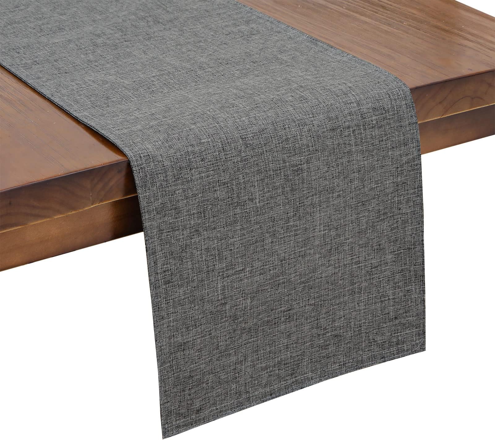 SHACOS Fabric Table Runners 12.5x72 inch Washable Dining Table Runner Non Slip Heat Resistant Cloth Kitchen Table Runners Double Layer, Grey