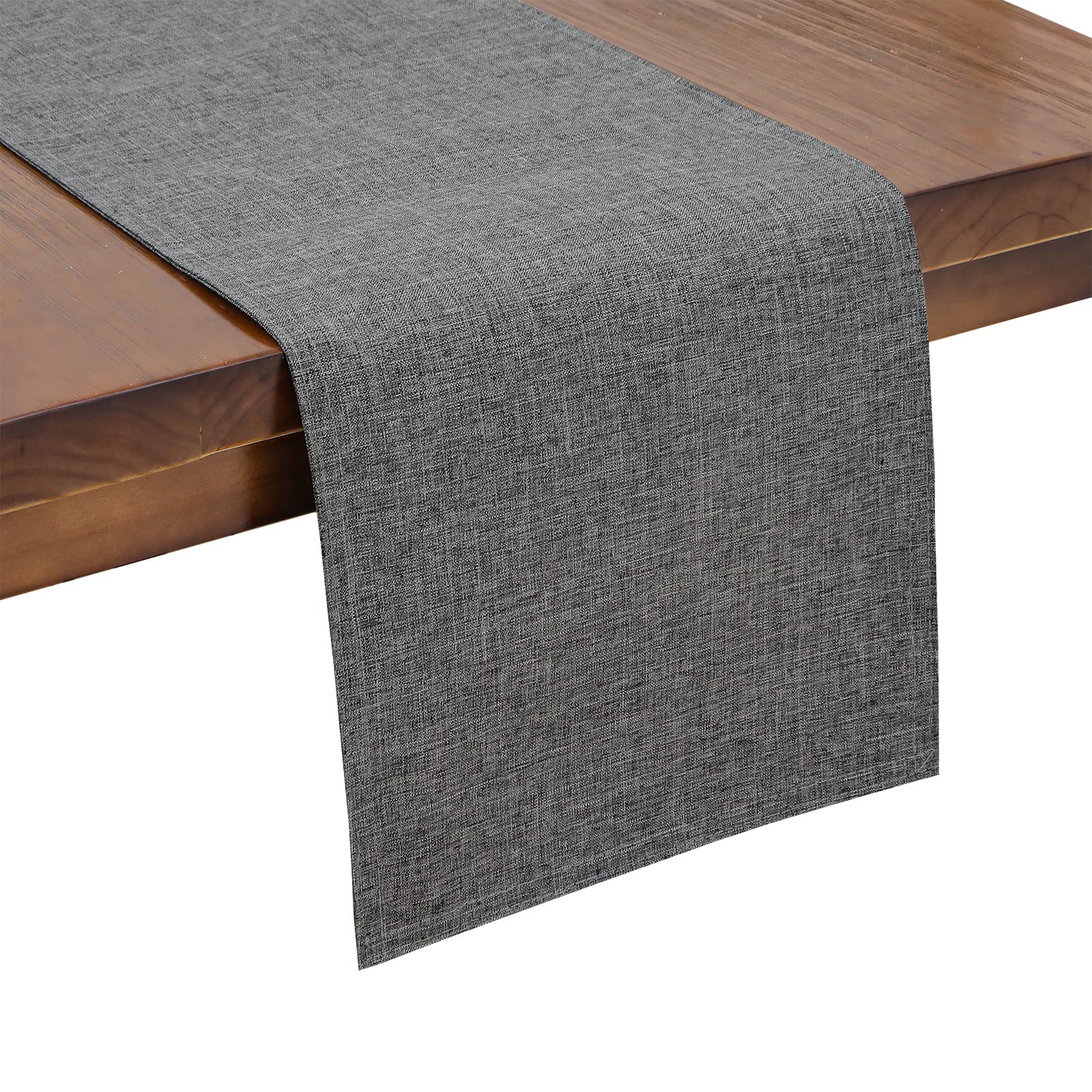 SHACOS Fabric Table Runners 12.5x72 inch Washable Dining Table Runner Non Slip Heat Resistant Cloth Kitchen Table Runners Double Layer, Grey