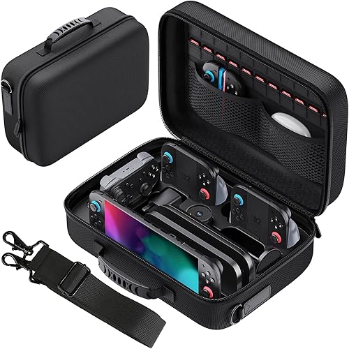 Lmcpa Étui de Protection pour Nintendo Switch 2,Housse de Transport à Coque Rigide ,Portable All Protective Hard Travel Bag for Switch 2 Console&Switch 2 Accessories (22 Cartouches Incluses)-Noir - 5