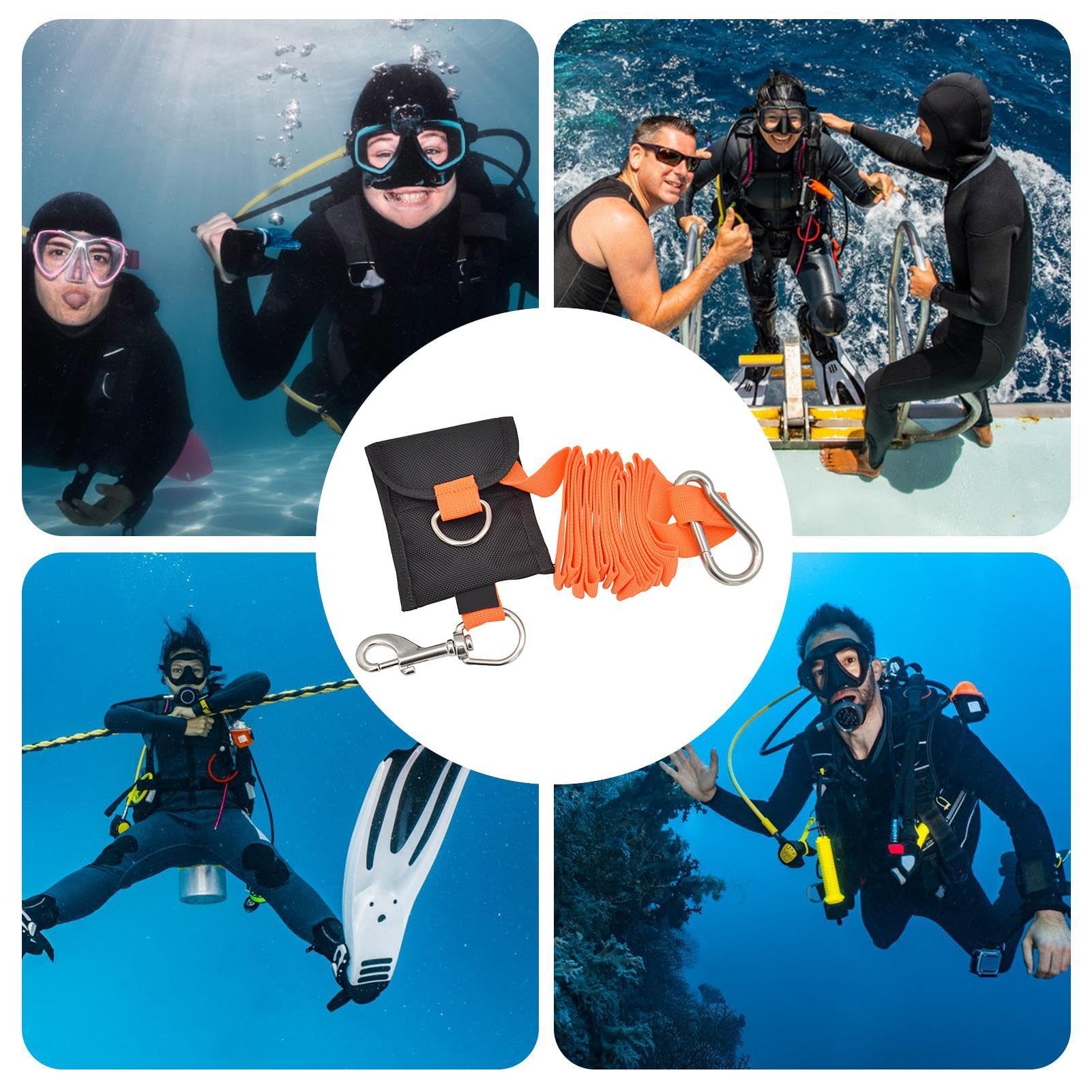Longe Anti-perte Pour Plongée - Corde De Sécurité Sous-marine Avec Mousqueton Rotatif 360°, Accessoire Portable Et Résistant