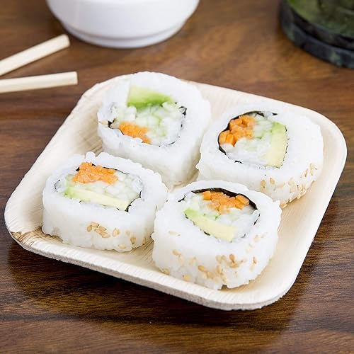 Miniatura 3 de Atmos Green Paquete de 25 platos llanos cuadrados de hoja de palma de 6 pulgadas, compostable, desechable, de alta calidad, resistente, ecológico,