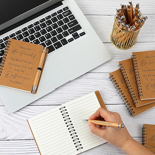 Miniatura 5 de Yeaqee 30 juegos de regalo de agradecimiento a los empleados, 30 cuadernos inspiradores de papel kraft en espiral y 30 bolígrafos motivacionales de