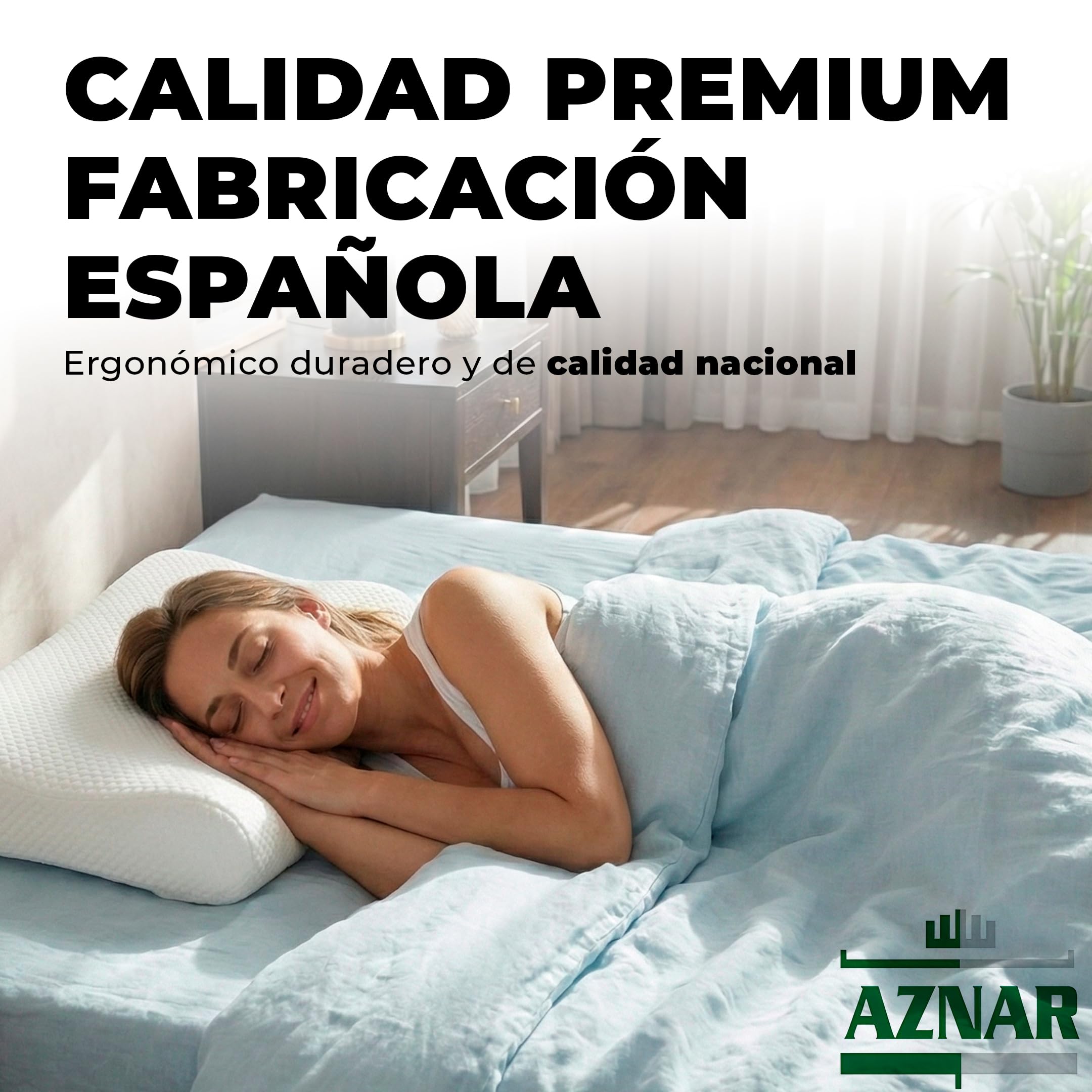 Aznar Almohada Viscoelástica Cervical 65 Cm Adaptación Ingravidez Soporte Anatómico Tejido Transpirable Núcleo Memory Foam Antipresión Dolor Cuello Funda Extraíble Alta Densidad Sueño Reparador