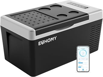 EUHOMY 18L Car Fridge, Compressor Fridge -20 20 , Portable Refrigerator 12/24V DC 100-240V AC, Portable Freeze with APP Control for Camping, Travel, Boat [Energy Class D]