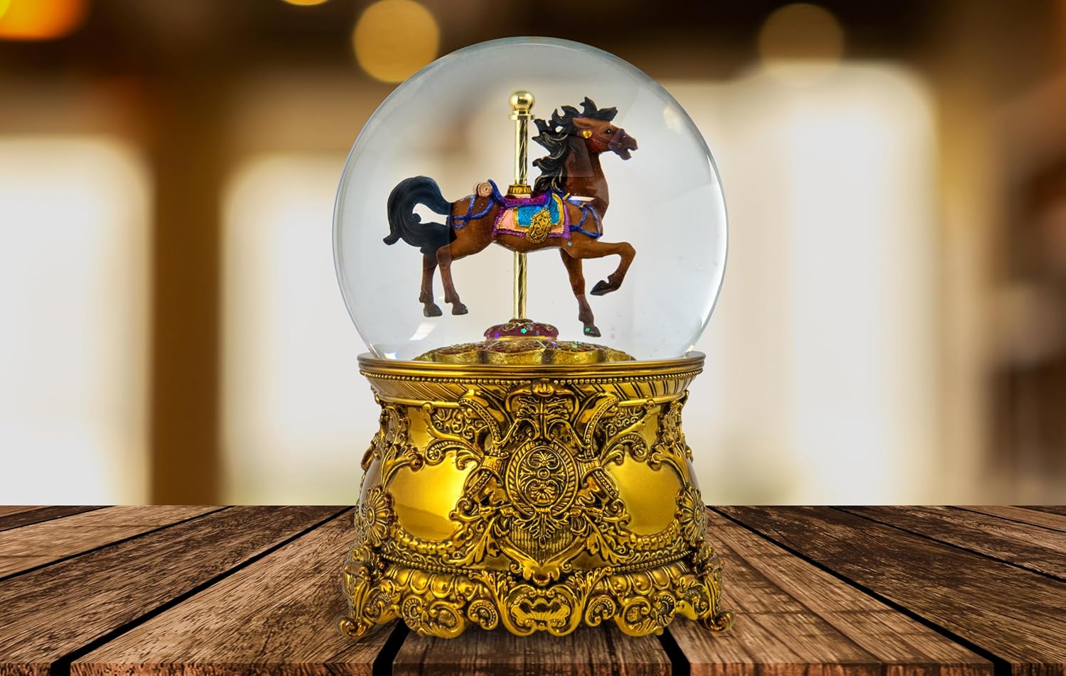 120MM Carousel Horse Revolving Musical Snow Globe by The San Francisco Music Box Company - Image 2