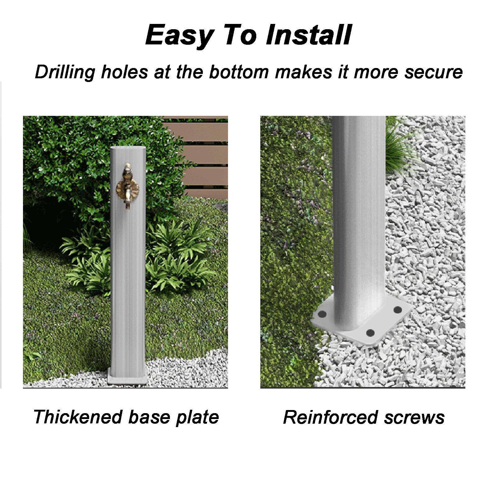 Acier Inoxydable 304 Colonne Jardin, Colonne Robinet Exterieur, avec Robinet en Laiton et Tuyau Extensible pour Jardin, Villa