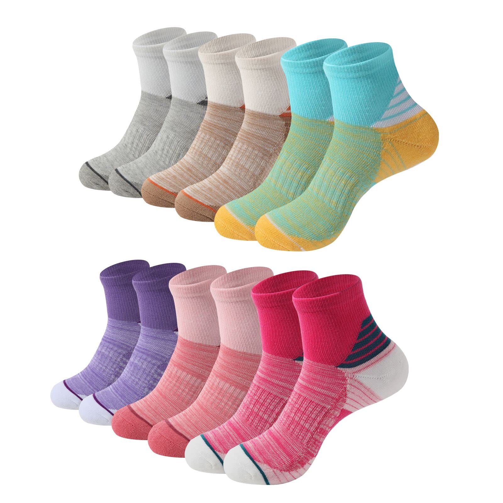 BUDERMMYThermal Sports Socks Cushioned Trainer Socks 6 Pairs Running Socks for Women Cotton Walking Ankle Athletic Socks Ladies