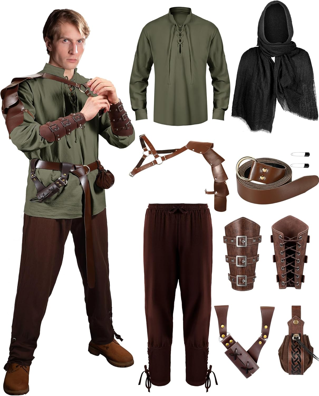 Panitay 8 pcs Renaissance Costume Set for Men