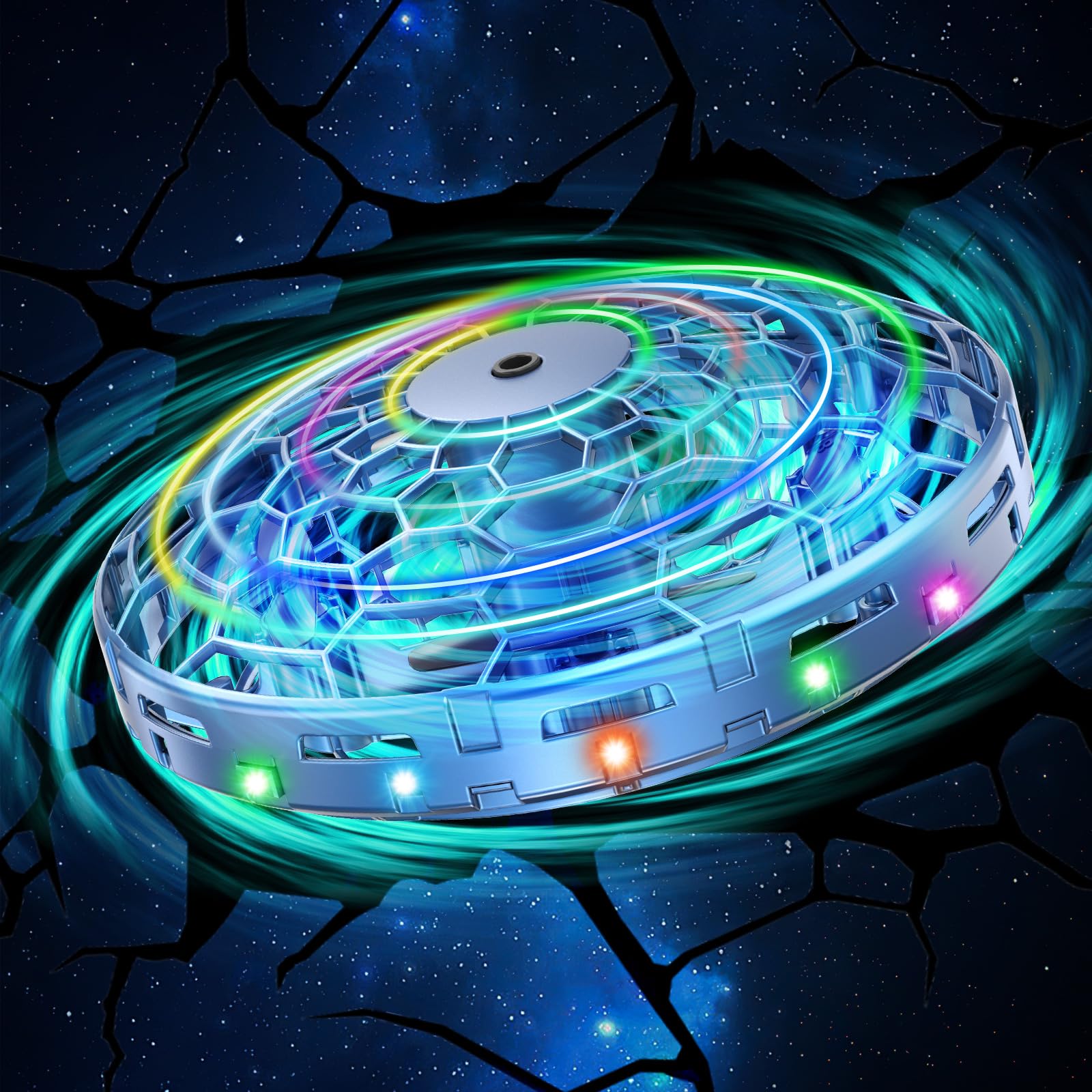 フライングボール UFOおもちゃ ジェスチャー制御 LEDライト付き 自動回避障害機能 360°回転 子供向け 国内認証済み 誕生日 プレゼント 学生贈り物 ブルー