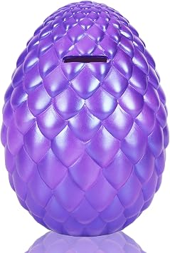 H&W Dragon Egg Piggy Bank - Unbreakable, Shiny Color, Large Capacity Money Box for Kids - Home Decor Birthday Gift for Boys Girls,Coin Saving Boxes Purple