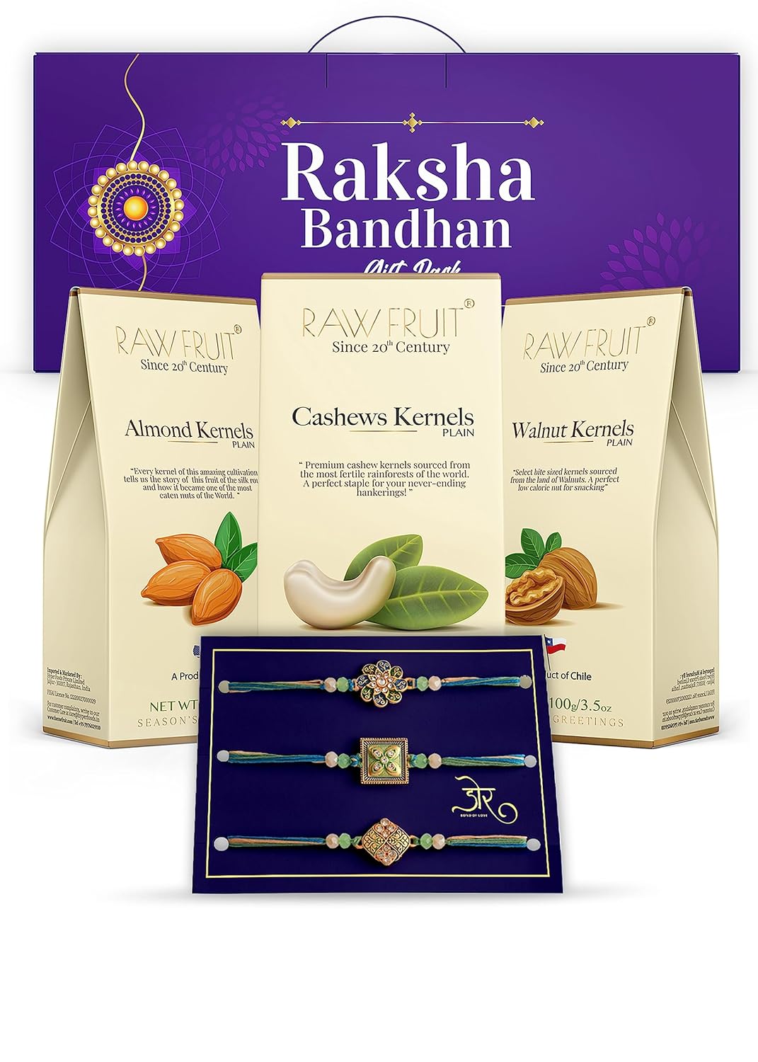 Rakhi Set Of 3 Dry Fruits Combo Pack Rakhi Hamper Rakhi For Brother ...