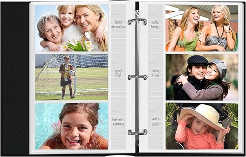 Miniatura 4 de Pioneer Photo Álbum de fotos con 204 bolsillos encuadernado en anillo para impresiones de 4 x 6 pulgadas, cuero regenerado negro con cubierta dorada