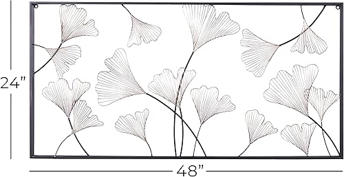 Miniatura 7 de Deco 79 Decoración de pared floral de metal, 48 x 3 x 24 pulgadas, dorado