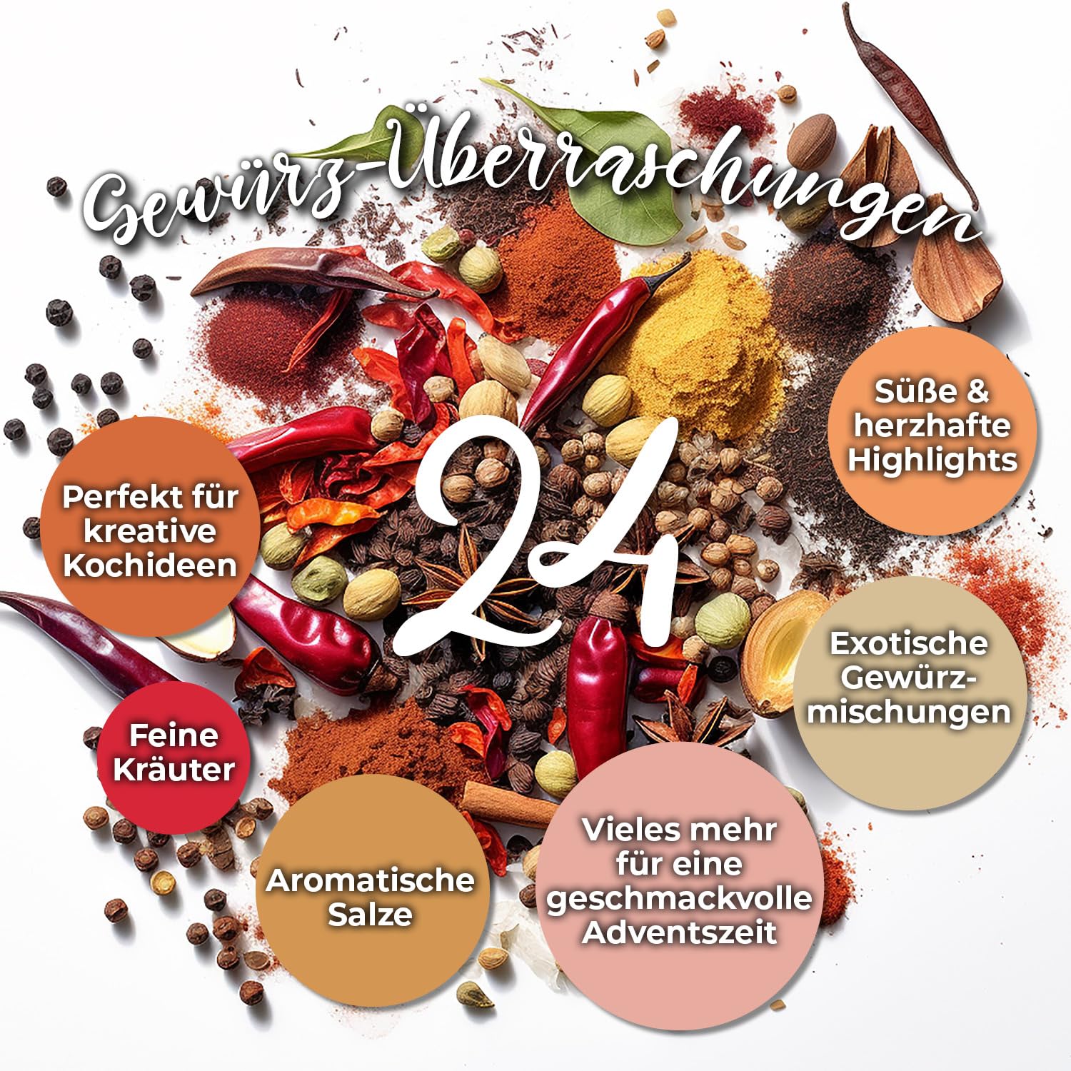 GreatVita Gewürz Adventskalender 2025 mit 24 hochwertigen Gewürzmischungen im Glas & Beileger | Weihnachtskalender für Genießer & Hobbyköche - Geschenkidee zur Adventszeit
