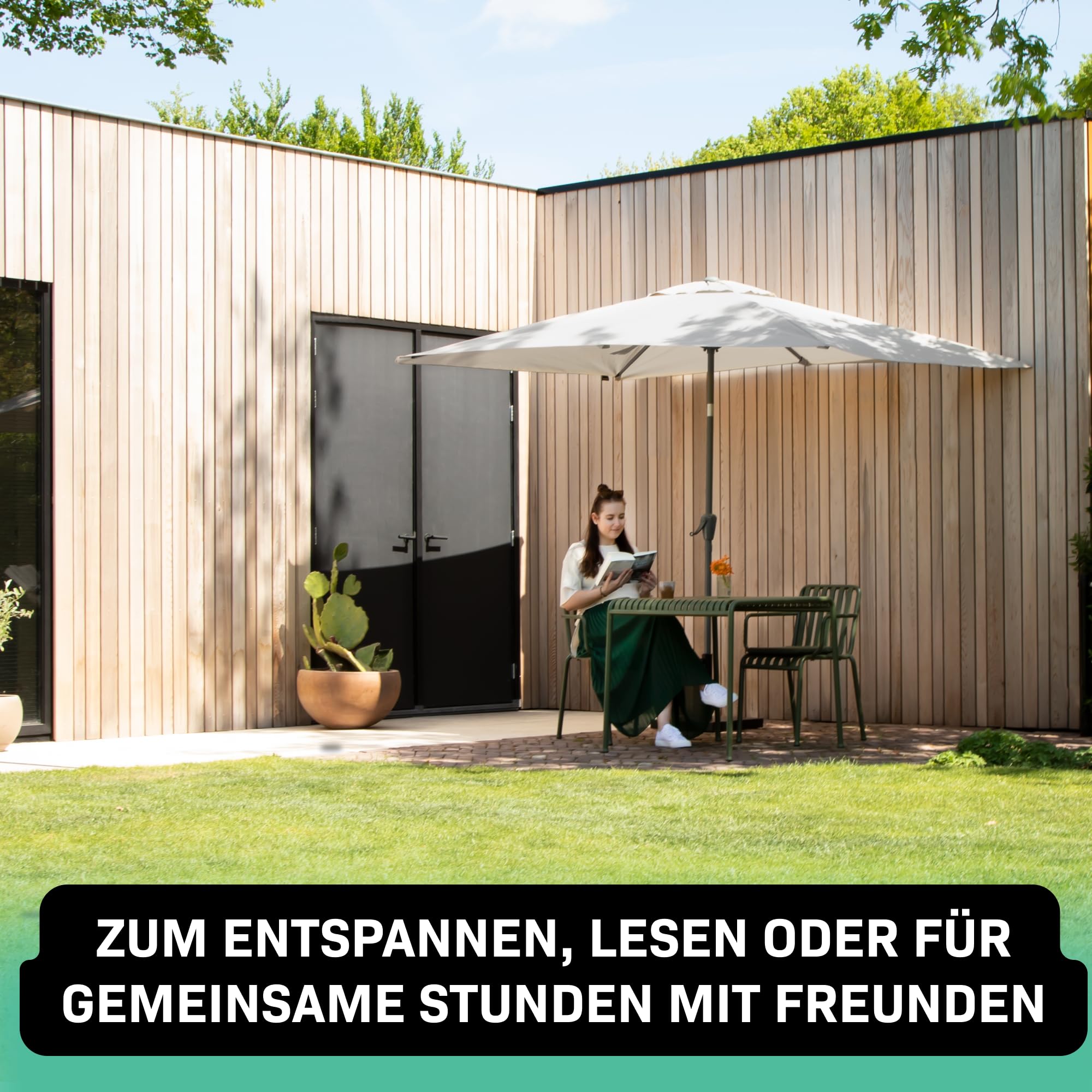 VONROC Sonnenschirm rechteckig 200x300 - Rechteckiger Sonnenschirm für Terasse, Garten, Balkon, Gastro - Knickbar, Kurbel, Wetterfest - Rapallo