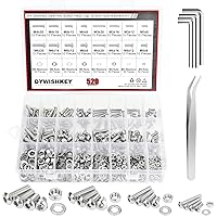 Vista 1 de DYWISHKEY 520 piezas M3 M4 M5 M6, 304 tornillos de cabeza hexagonal de acero inoxidable 304, tornillos, tuercas, arandelas, kit surtido con llaves