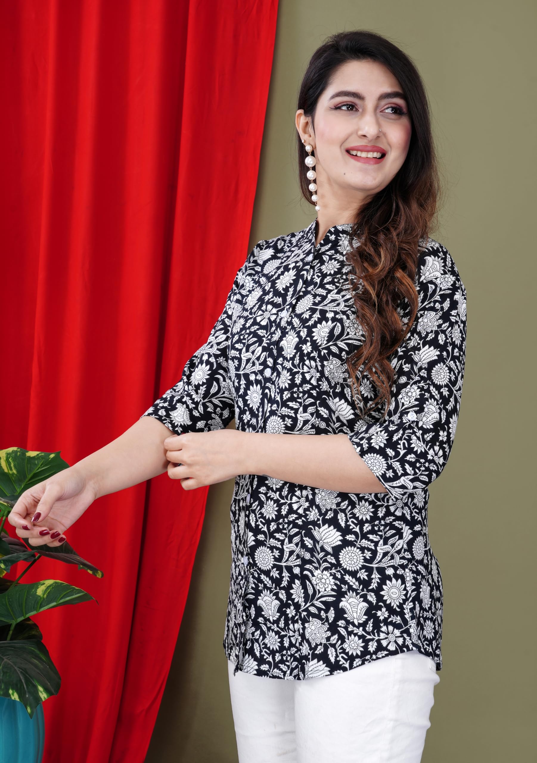 FebQ Printed Kaftan Sleeve Top for Women (Size : 2XL) - Image 3 thumbnail