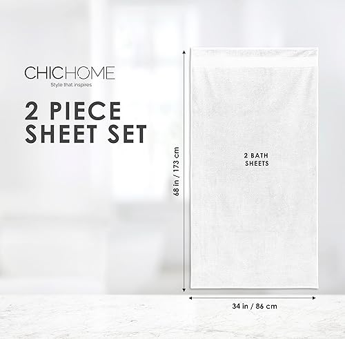 Miniatura 7 de Chic Home Lujosas toallas de baño de 2 piezas de 100% algodón turco puro, 34 x 68 pulgadas, ultra suaves, altamente absorbentes, diseño de tejido