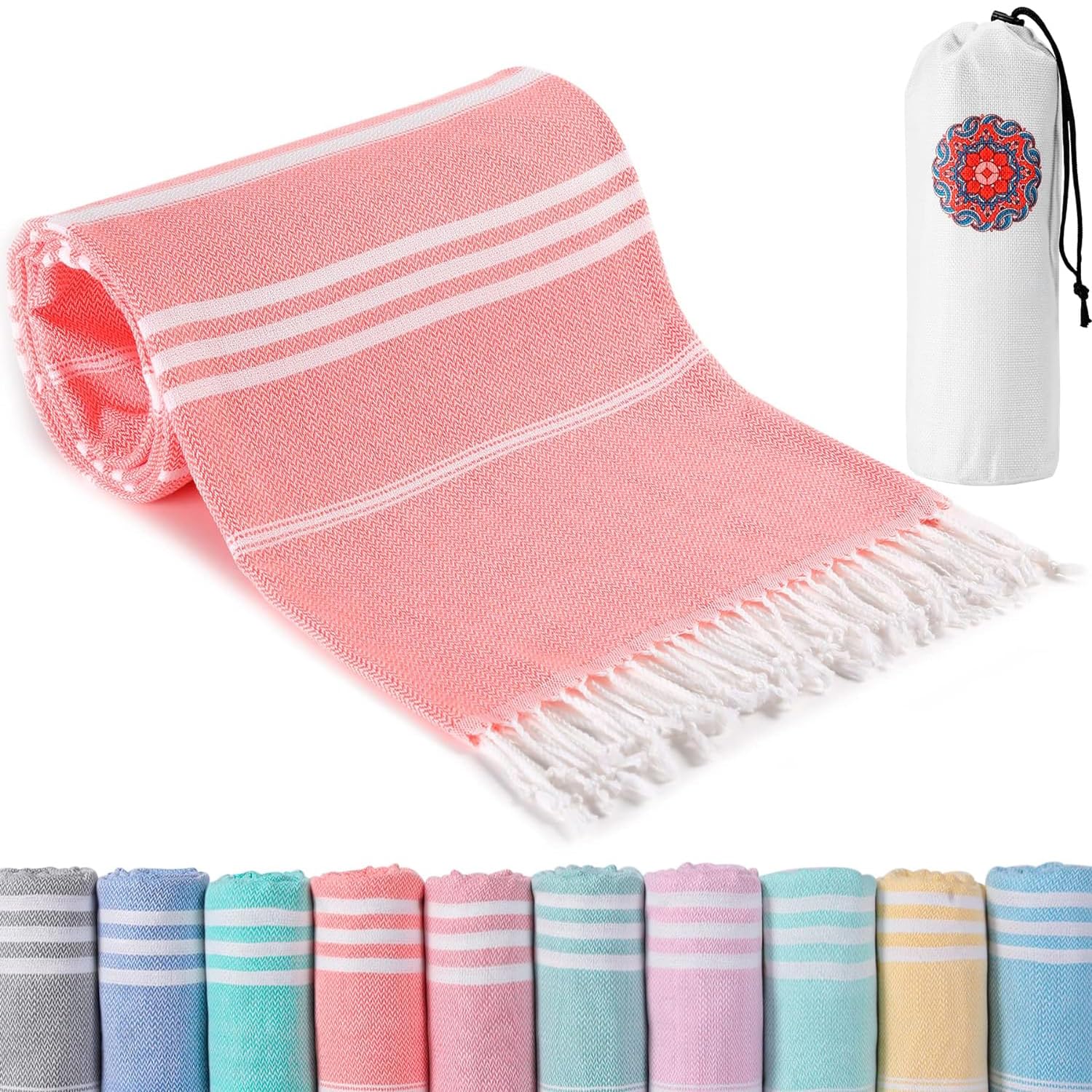 Hoqque Strandtuch Strandhandtuch Hamamtuch Strandtücher Beach Towel XXL Groß Grau Strand Zubehör Strandlaken Damen Herren Hammam Tuch Strandhandtücher Strandzubehör