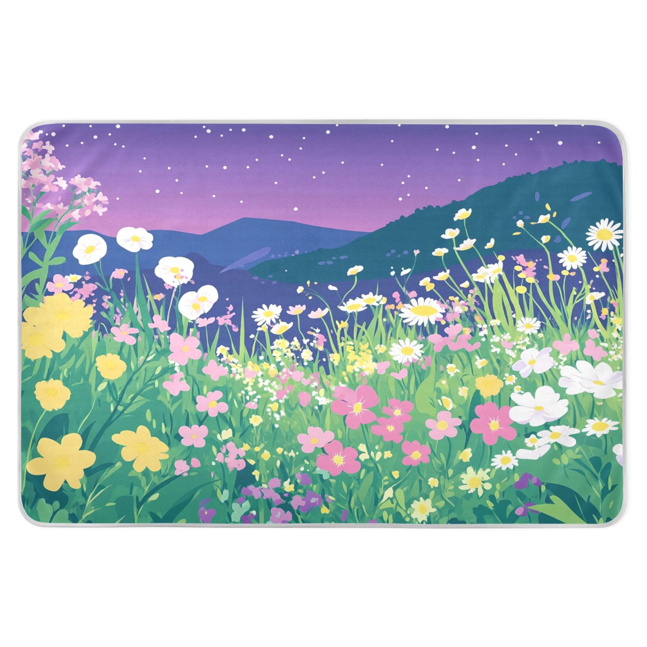 Takiito A Field of Wildflowers Bed Pad Reusable Bed Underpad Washable Waterproof Leak-Proof Quick Dry Incontinence Pee Pad for Toddlers Kids Adults Pets 34x52 in