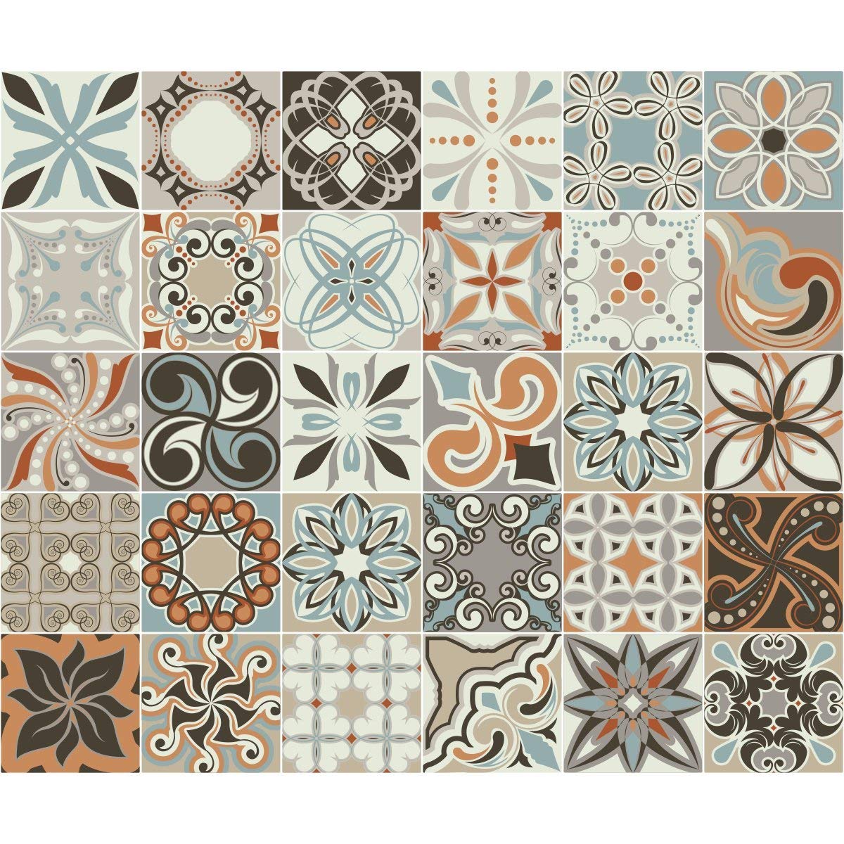 Ambiance Sticker Adesivo per piastrelle da 30 pezzi per bagno e cucina | Piastrelle in Ceramica Autoadesive Effetto Mosaico | Adesivi murali in porcellana 15 x 15 cm - Bali