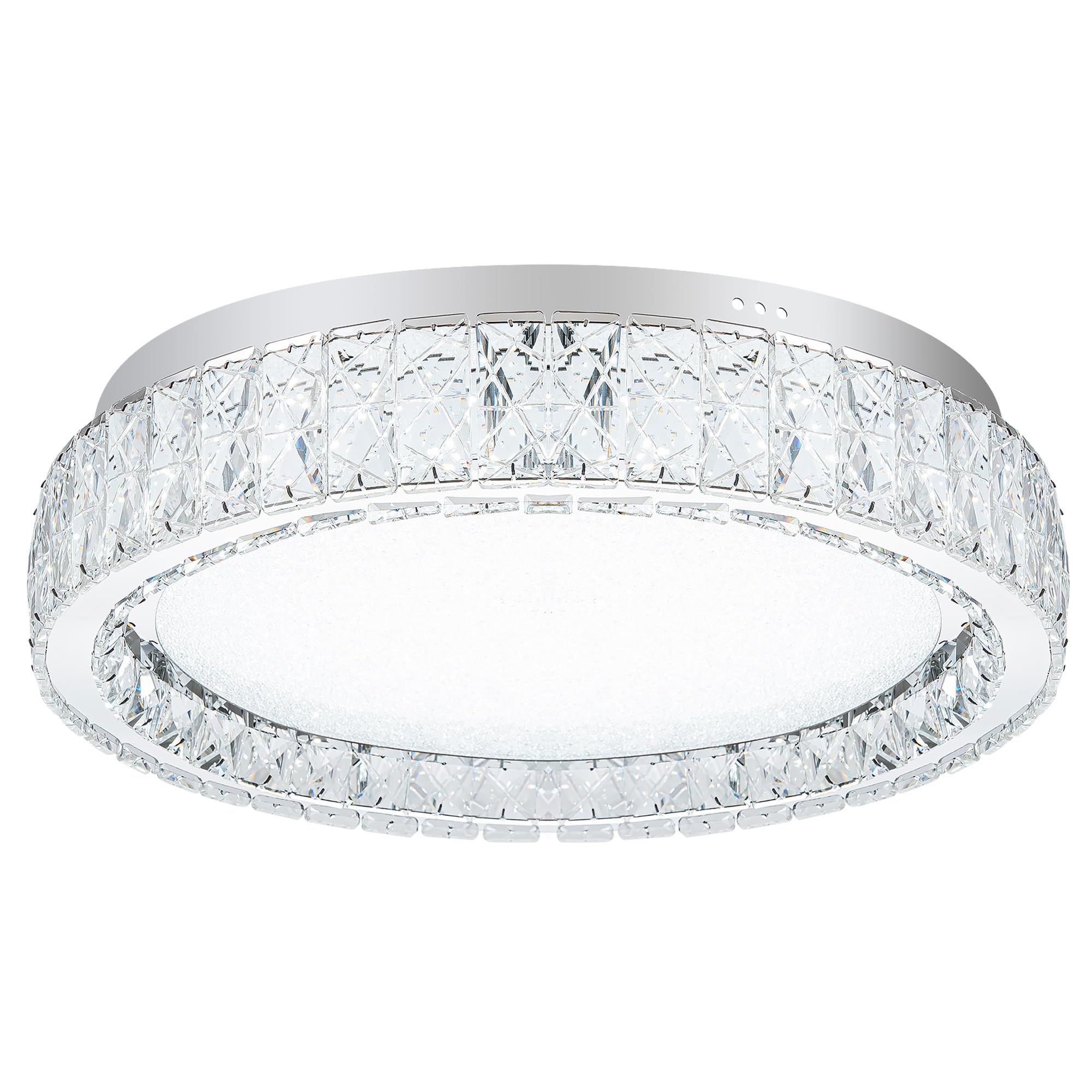 LamQee Crystal Flush Mount Ceiling Light Fixture, Dimmable LED Modern Close to Ceiling Light, Hallway Light Fixtures Round Chandelier for Bedroom Kitchen Bathroom Dining Living Room, Large, 21.65 inch