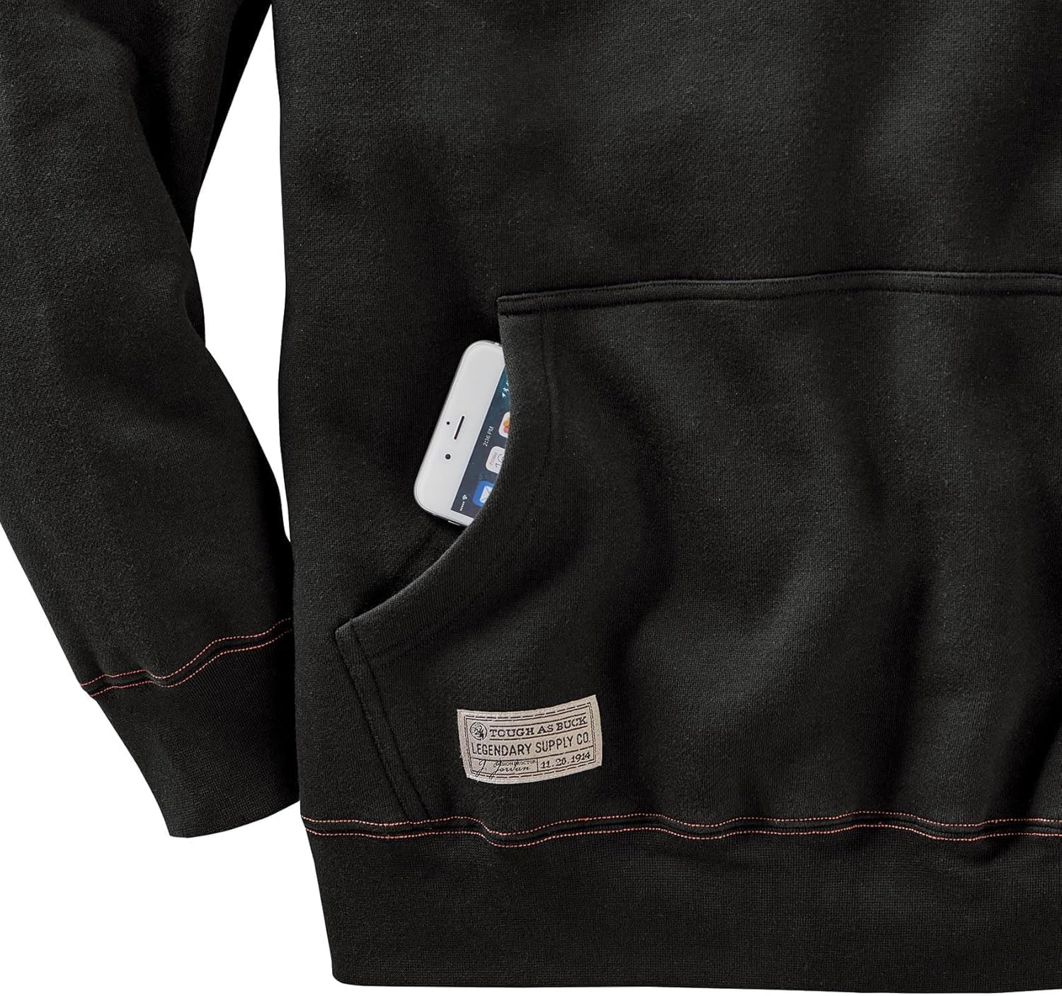 Legendary Whitetails Men's Hoodie Quarter Zip Quilted Sweatshirt Double Layered Lined Hood - Image 4