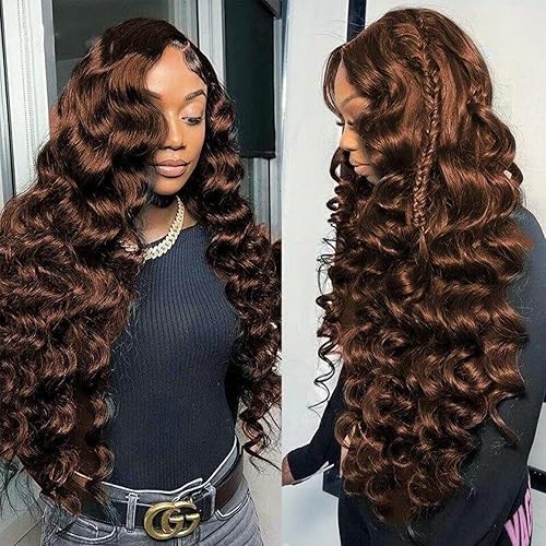 Brown Bundles Human Hair Loose Wave Human Hair 3 Bundles (#4, 18 20 22) 12A 100% Unprocessed Brazilian Virgin Hair Loose Deep Wave Remy Human Hair Extension 4# Color