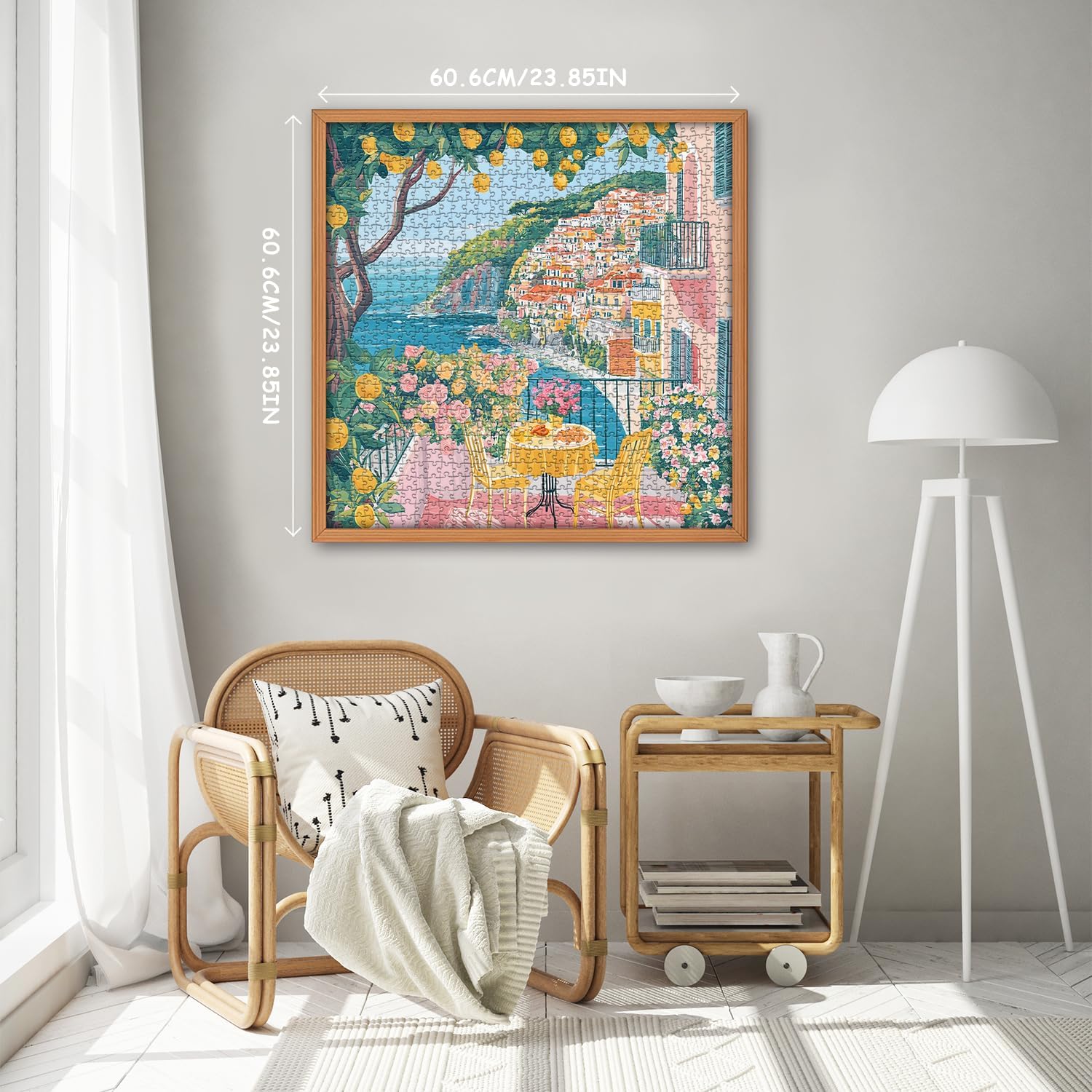 Italy Cinque Terre Puzzle Puzzles for Adults 1000 Pieces, Colorful Beach Puzzle with Flower, Summer Ocean Scenery Art, Italian Seaside Landscape Jigsaw Puzzle