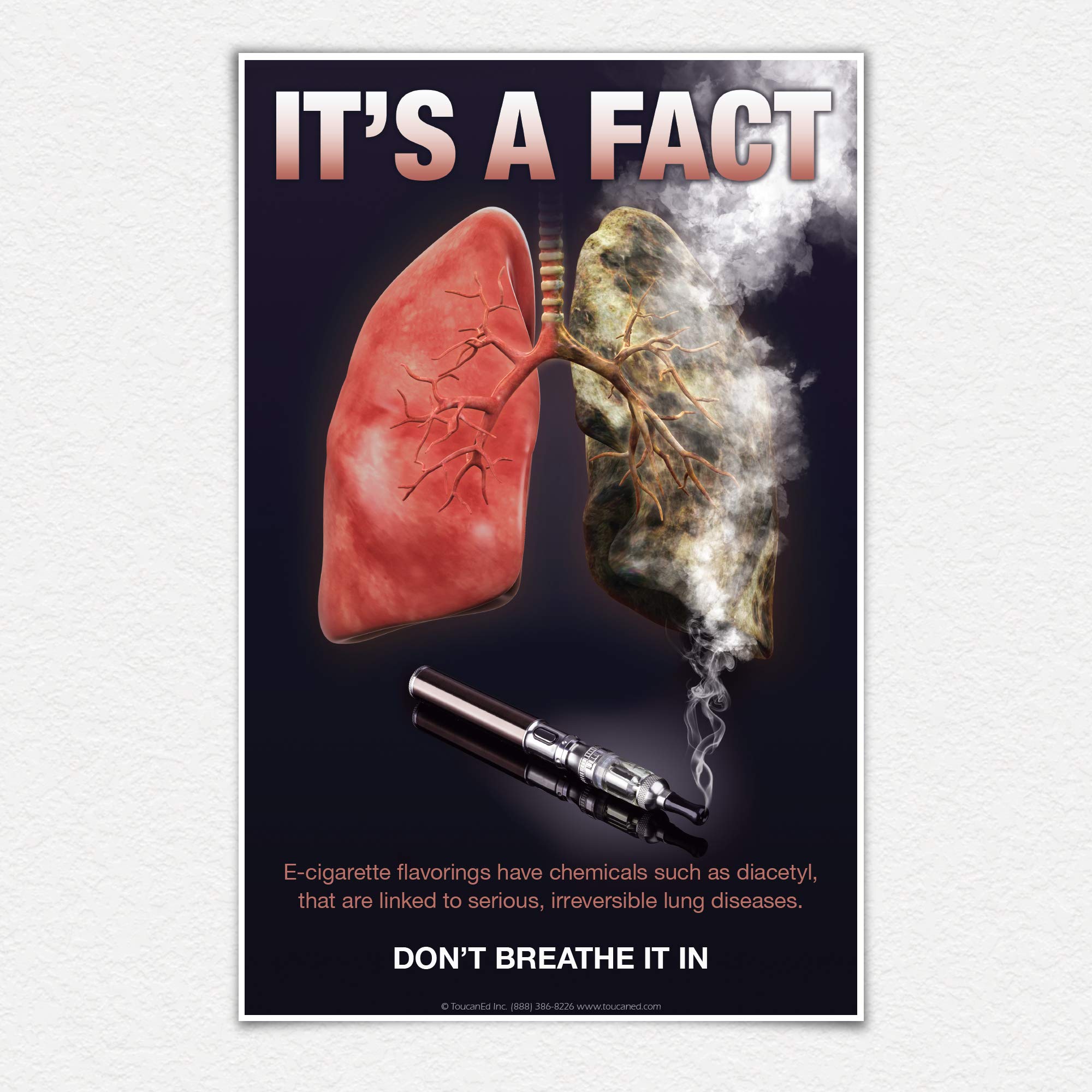 Don’t Breathe It In Poster – quit vaping – e cigarettes risks –vaping can harm your lungs –- classroom poster – schools – clinics - anti-vaping campaigns - 11 x 17