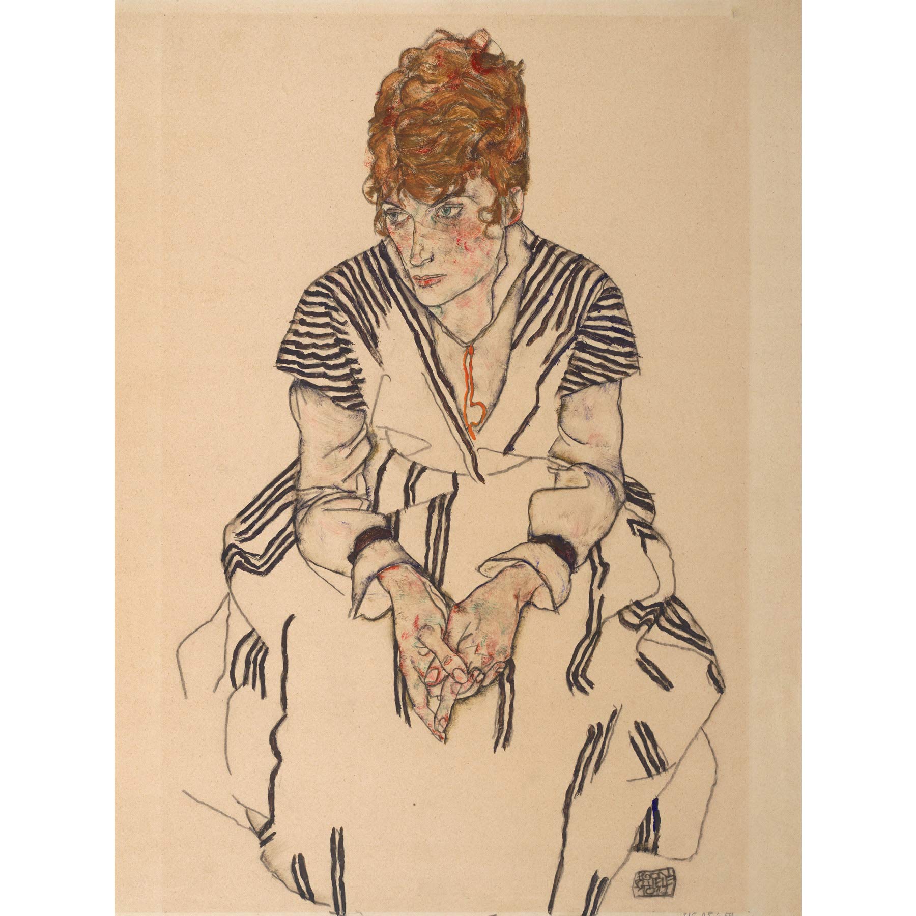 Egon Schiele Portrait Of The Artists Sister In Law Extra Large Wall Art Print Premium Canvas Mural