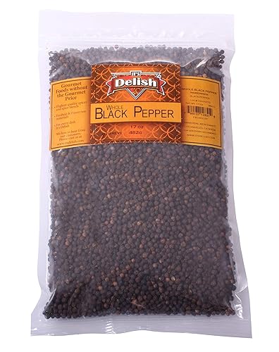 Granos de pimienta negra entera de It's Delish  Bolsa a granel de 1 libra  Pimienta negra entera  Granos de pimienta seca premium para recarga de