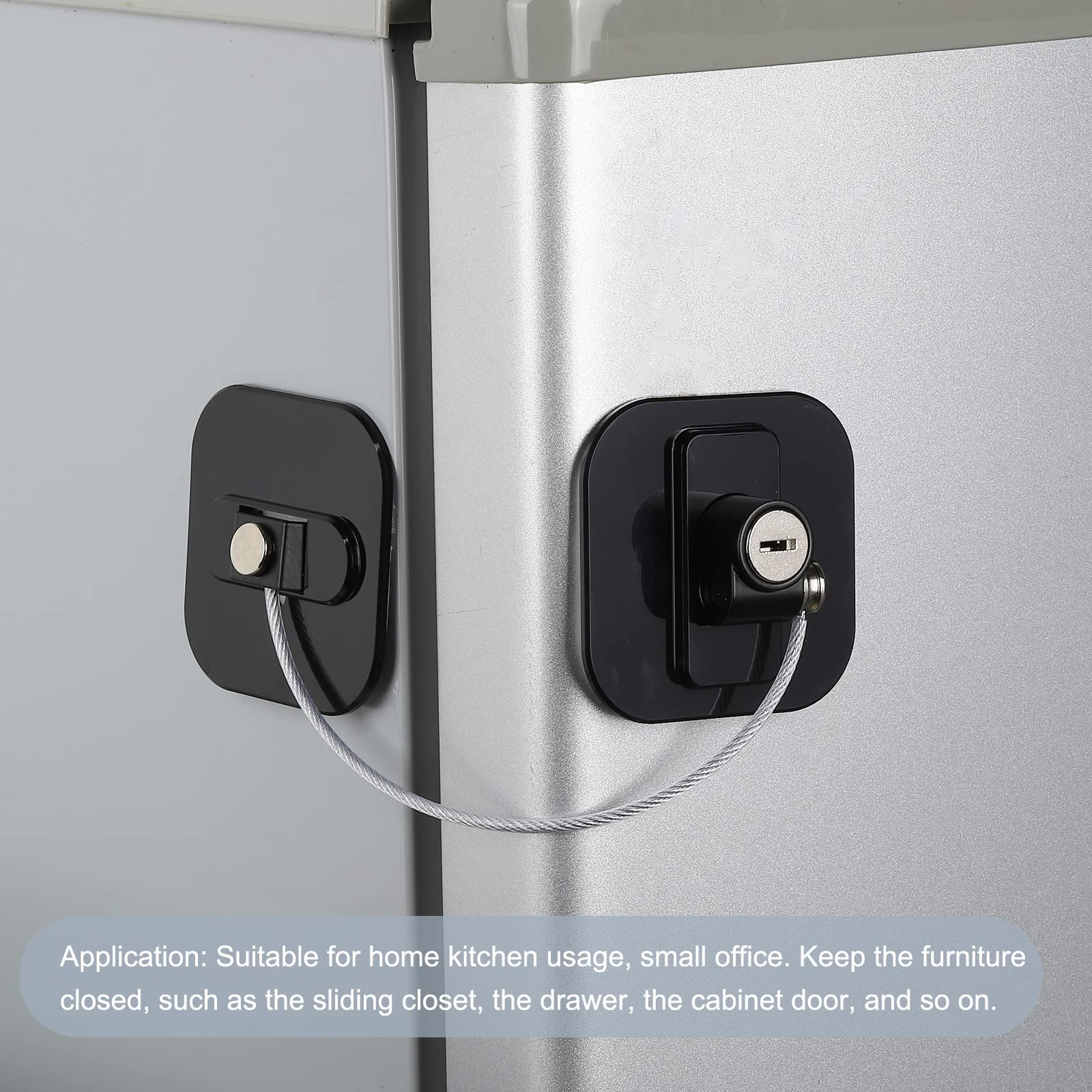 Amazon | uxcell 粘性冷蔵庫ロック ドアロック 鍵 180mmワイヤロープ長