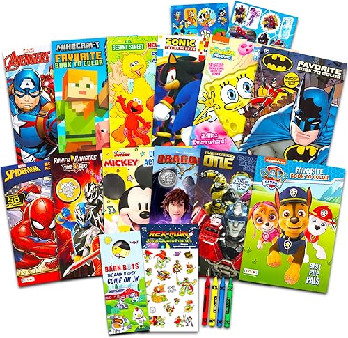 12 libros para colorear de superhéroes a granel para niños de 4 a 8 años, surtido de 12 libros para colorear con Sonic, Batman, Avengers, Power