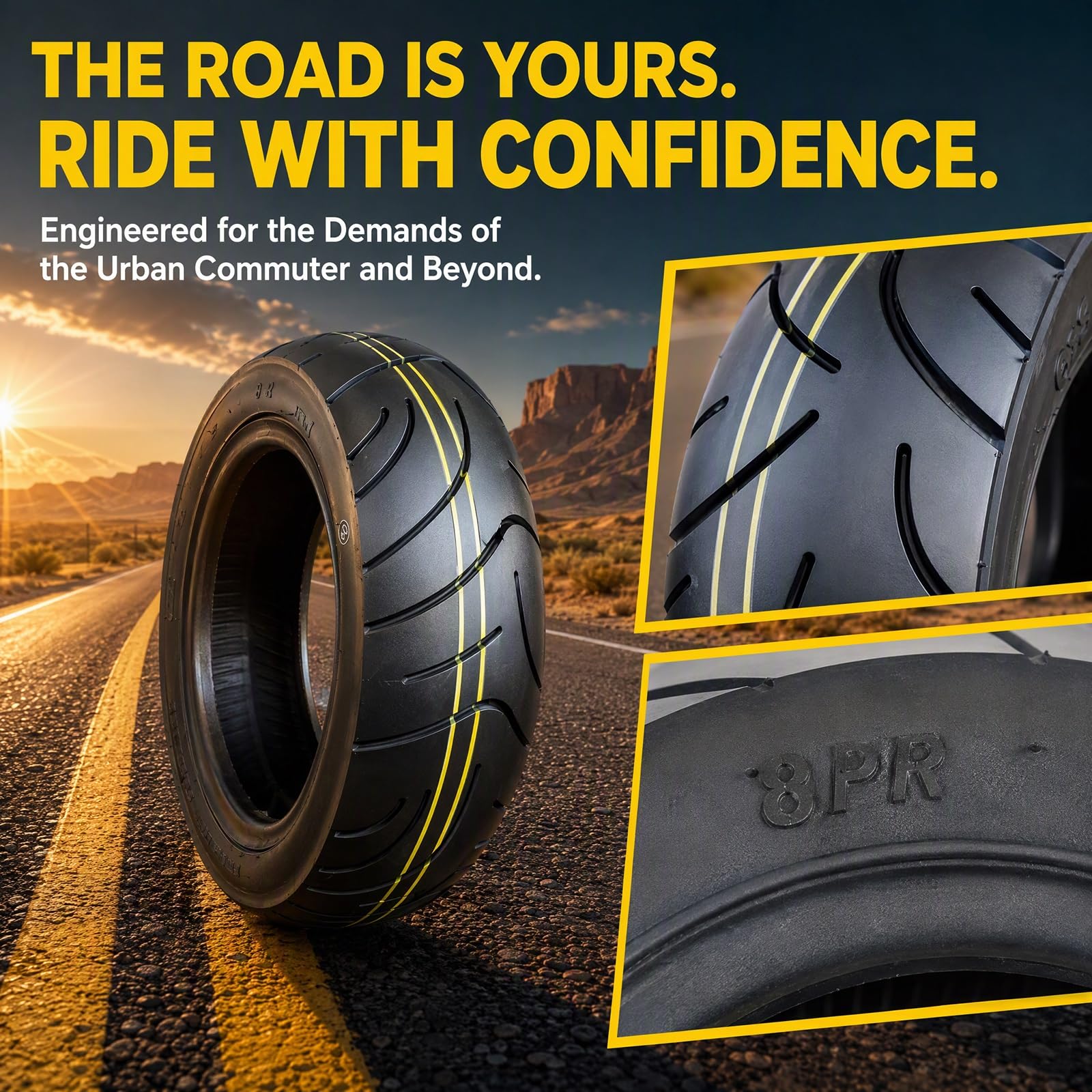 130/70-10 Reifen Tubeless, 130/70/10 59J 8 P.R. 280KPA für Motorräder