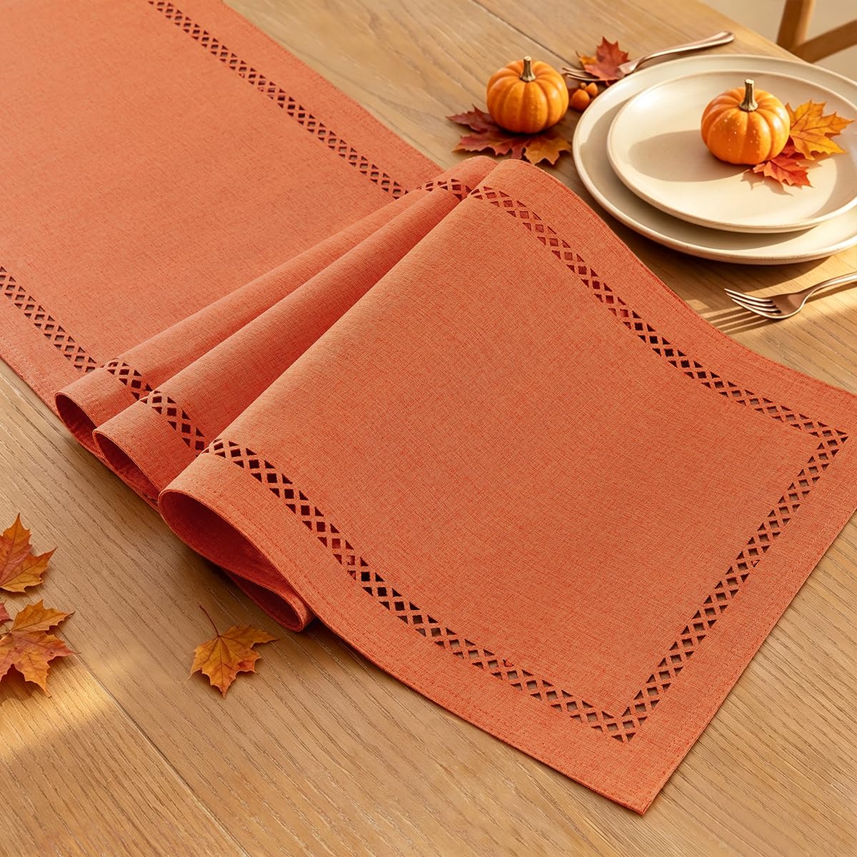 Orange Burlap Table Runner