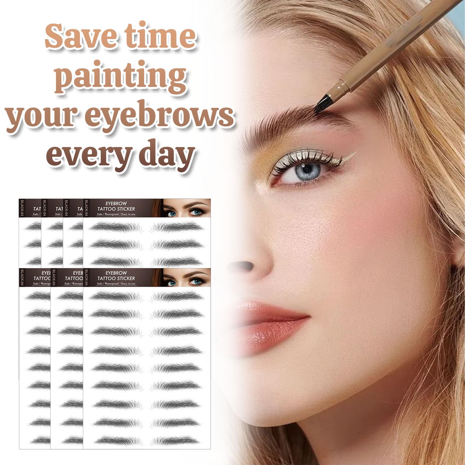 AWAVM 7Sheets/77Pairs 4D Hair-Like Eyebrow Tattoo Stickers Waterproof Natural Fake Stickers,Long Lasting Eyebrow Grooming Shaping Perfect for Women and Girls (Black-04) - Image 3