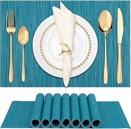 Miniatura 1 de Winknowl Manteles individuales, lavables de vinilo tejido para interiores y exteriores, resistentes al calor y al agua, elegantes manteles para mesa