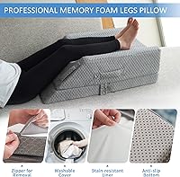 Vista 7 de Adjustable Leg Elevation Pillows for Swelling After Surgery, Cooling Memory Foam Leg Wedge Pillow for Blood Circulation, Wedge Pillow for Sleeping
