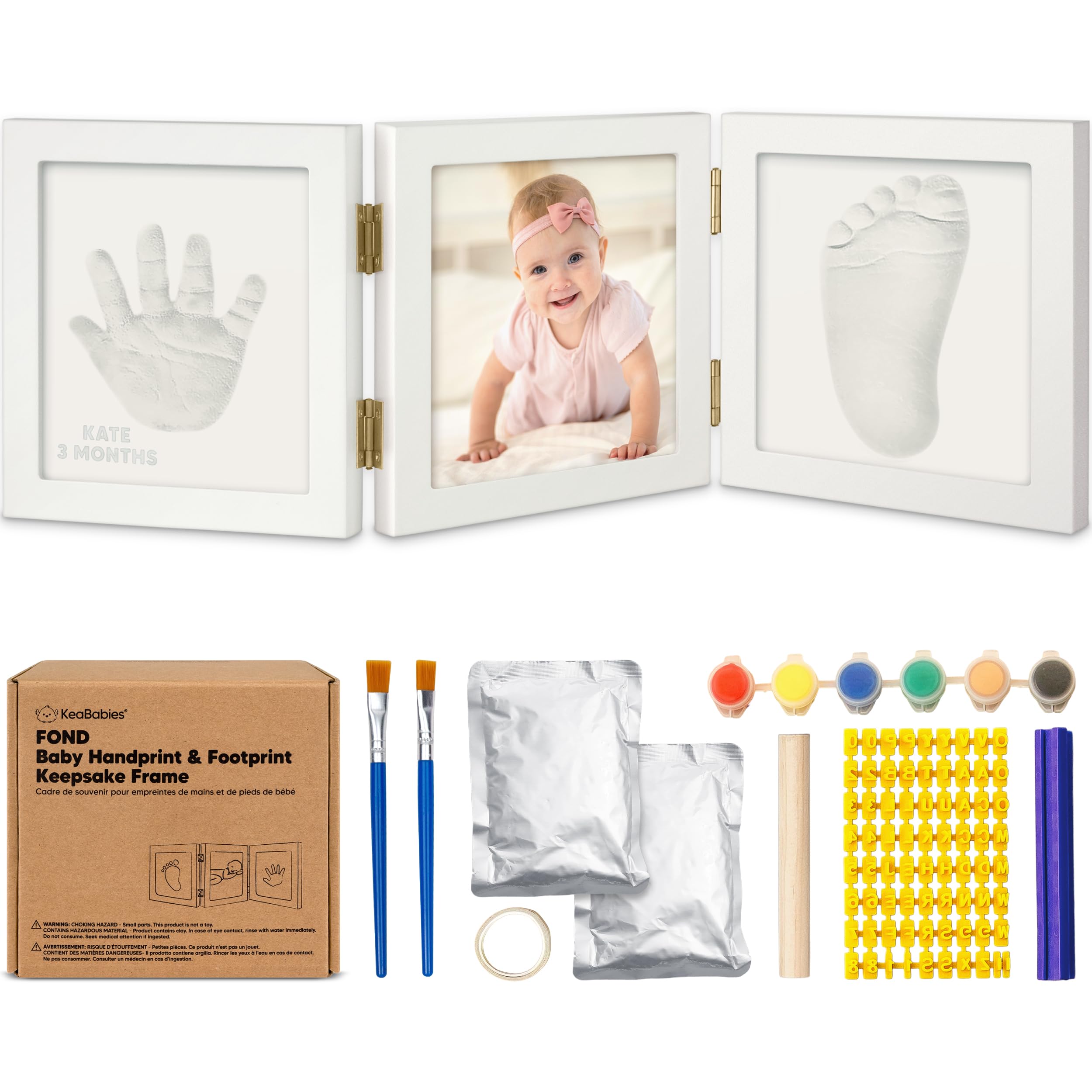 KeaBabies Baby Shower Gifts for Boys, Girls - Baby Hand and Footprint Kit, Newborn Handprint Kit, Keepsake Photo Frame, Nursery Picture Frame,