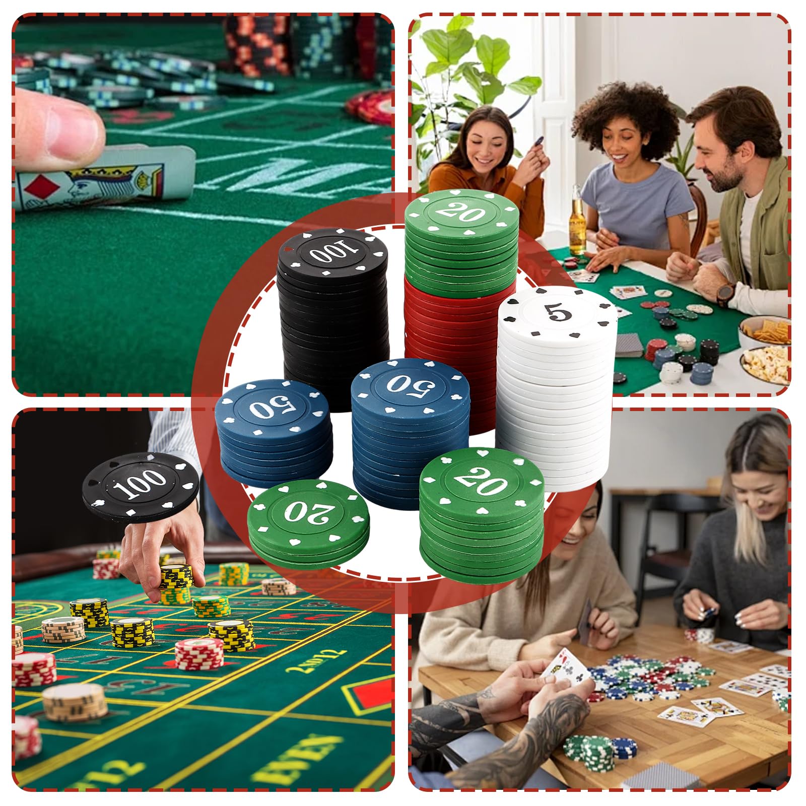 STARVAST 300 chip in plastica numerati 5/10/20/50/100 per viaggi e feste in famiglia