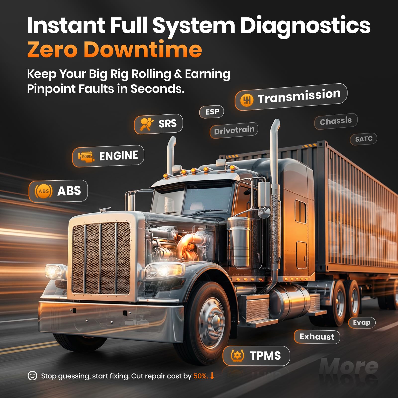 ANCEL Nuevo escáner de camión HD601 resistente, herramienta de escaneo de diagnóstico de sistema completo diésel para Cummins, Detroit, Volvo, Paccar y Caterpillar, lector de código HDOBD y OBD2 2 en