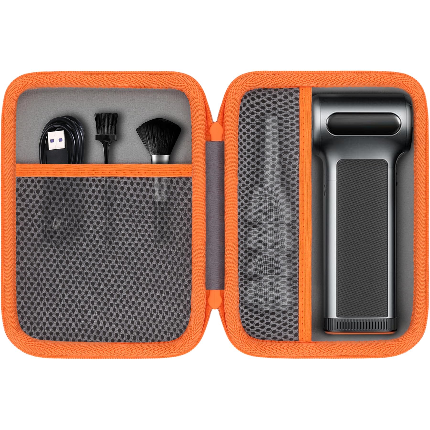 Khanka for WOLFBOX MF200 Electric Air Duste, Cordless Blower and Air Blower Hard Storage Case, Carrying Bag with Mesh Pocket for WOLFBOX MF200 Accessories, Case Only (Grey+Orange) — image 1