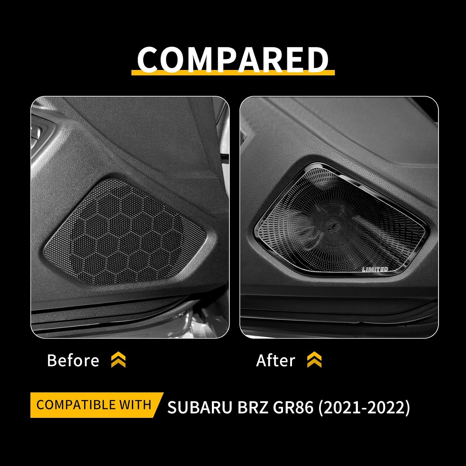 KUNGKIC for 2021 2022 2023 2024 2025 Toyota GR86 Subaru BRZ Audio Door Speaker Trim Loudspeaker burmester Cover Trims Sticker Stainless Steel Sport Style Interior Decoration Accessories