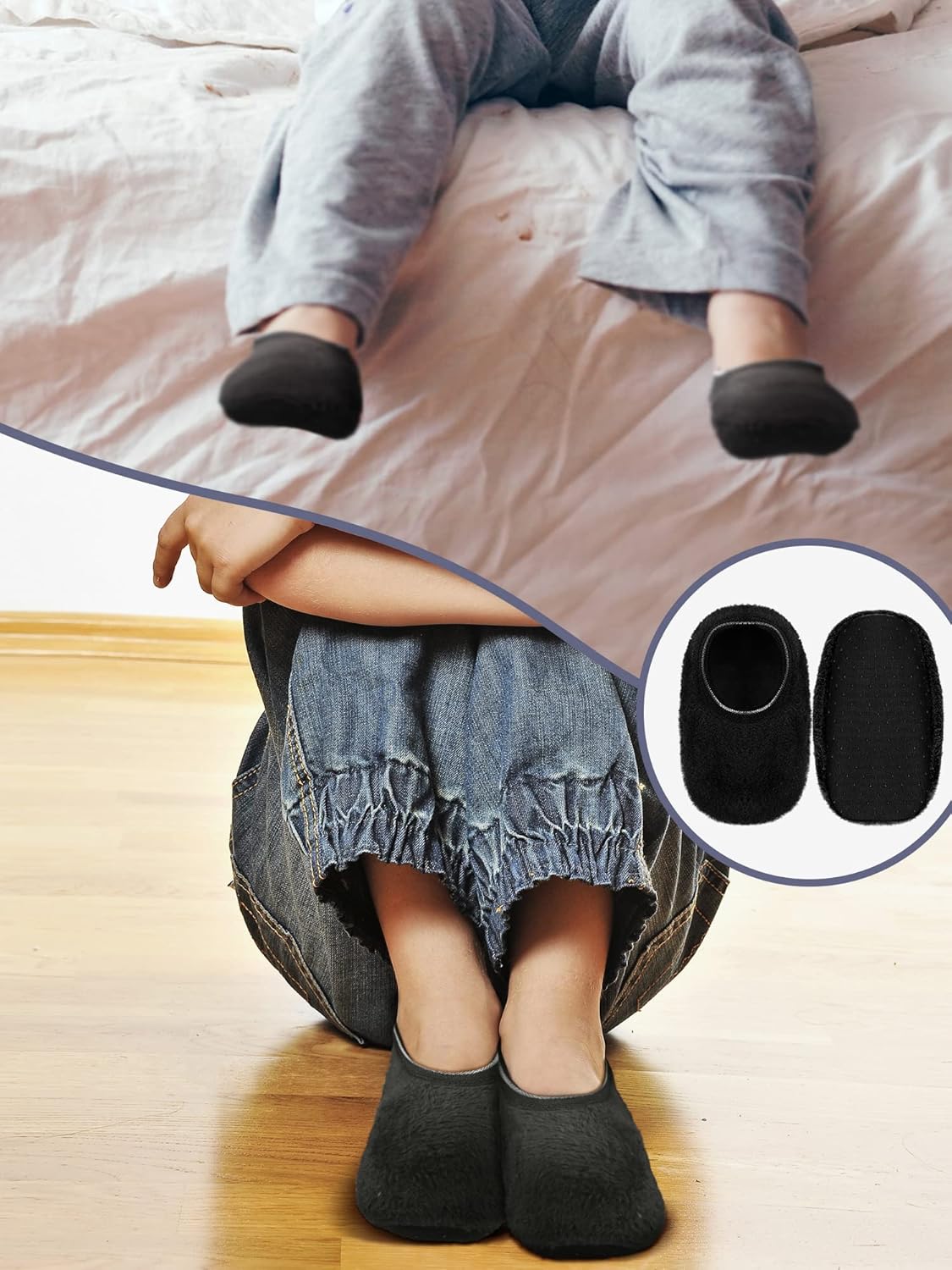 SATINIOR 4 Pairs Kids Non-Slip Slipper Socks Coral Velvet Warm Ankle Socks for Toddlers and Kids - Image 7