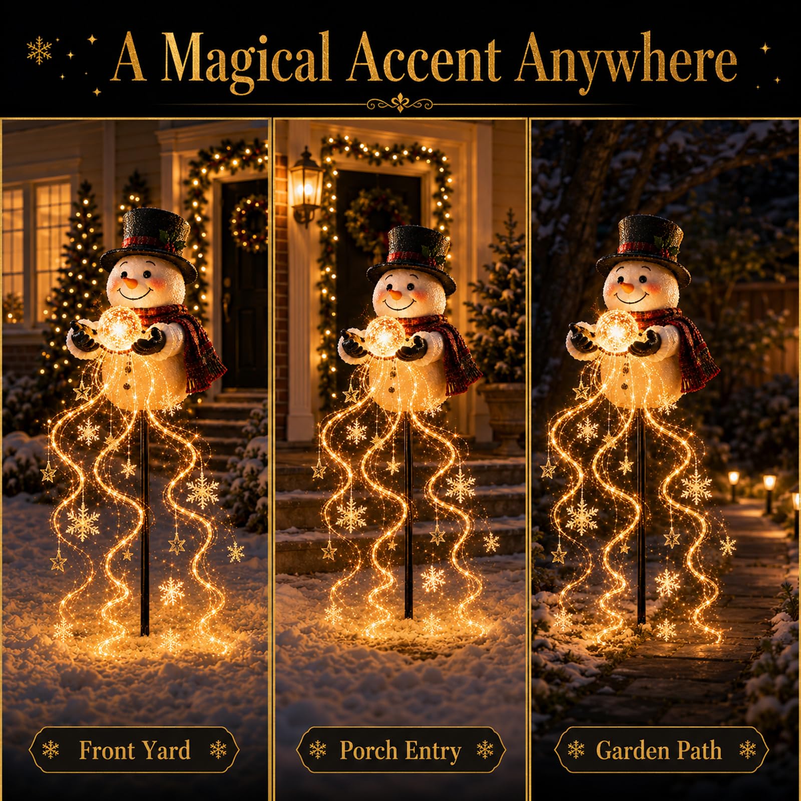 Snowman Magic Fountain - Flowing Snowflake LED Christmas Garden Light (#1)