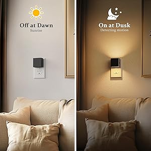 JandCase Night Light, Automatic Night Lights Plug into Wall, 2 Pack Modern Night Lights with Auto Light Sensor, 3000K Brightness Adjustable Nightlight for Kids Bathroom Hallway Kitchen Bedroom Decor